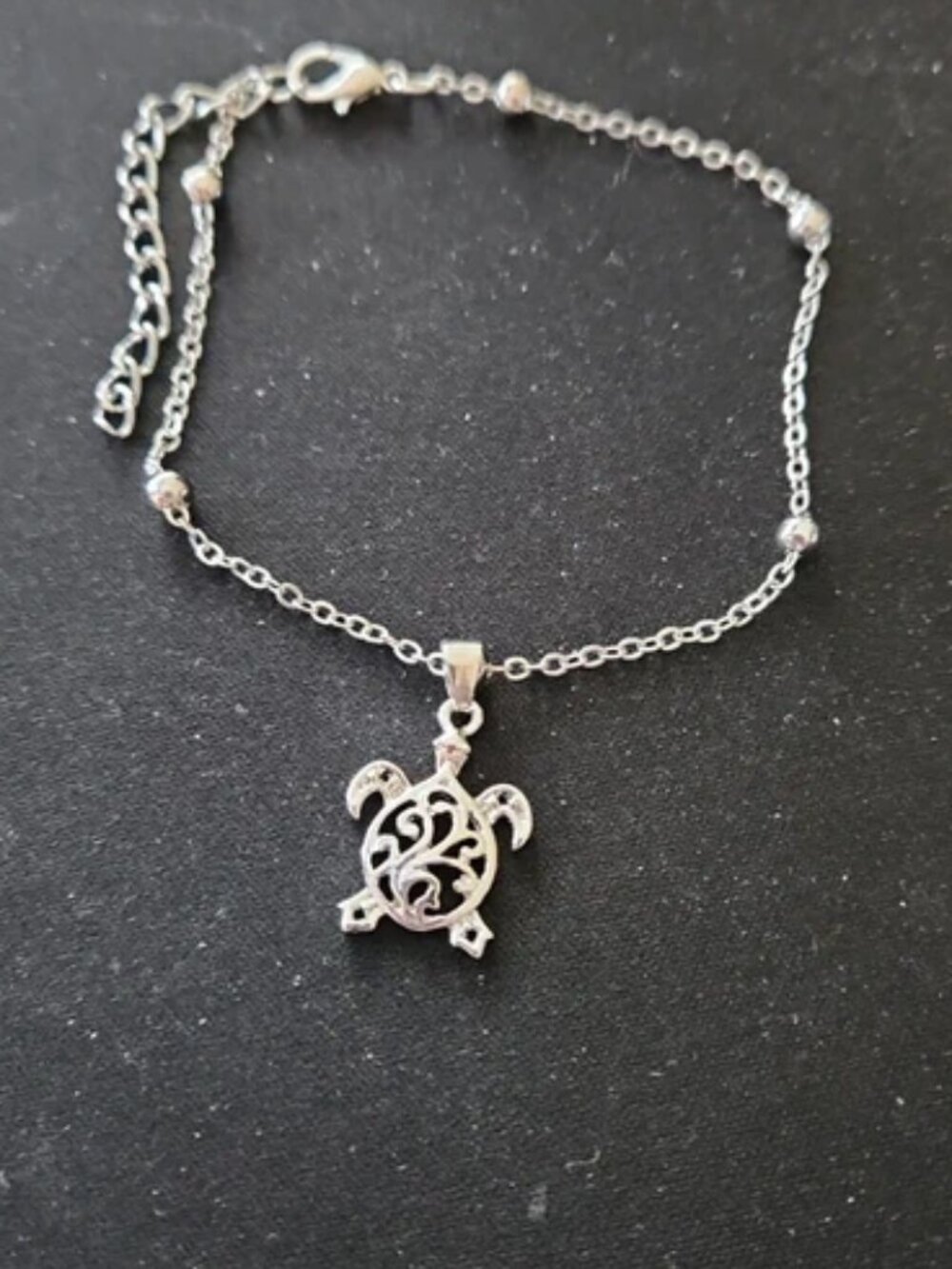 New silver sea turtle anklet bracelet adjustable chain anklets